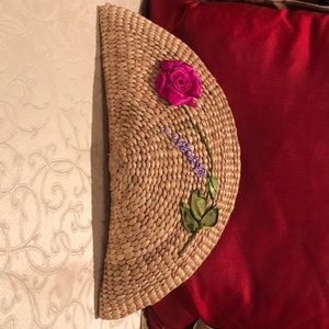 Handmade basket/wicker material taco clutch